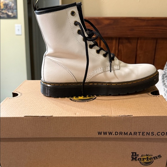 Dr. Martens White Boots with Black Accents - Picture 1 of 6